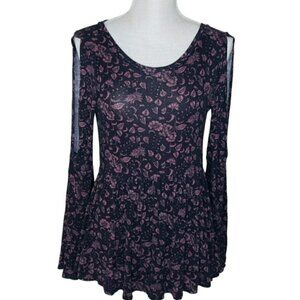 AMERICAN EAGLE Soft & Sexy Cold Shoulder Bell Sleeve Floral Top - Size Small